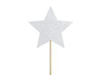 Cupcake toppers Zilveren Sterren Glitter (6st) - thumbnail