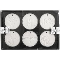 Creativ Company Ornamenten om te hangen, afm 7x7 cm, dikte 0,6 cm, wit, 6 stuk/ 1 doos - thumbnail
