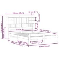 Bed met boekenkast zonder matras grenenhout wasbruin 160x200 cm - thumbnail