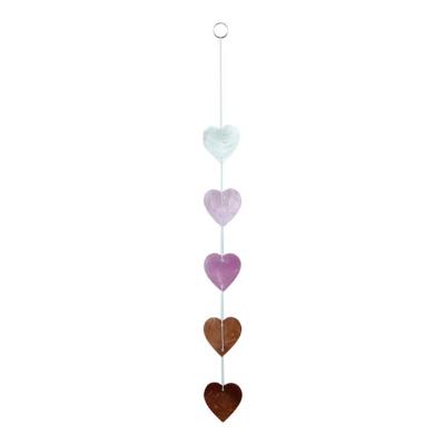 Roze Capiz Schelp Decoratiehanger met Hartjes Design Roze Capiz Schelp Decoratiehanger met Hartjes Design