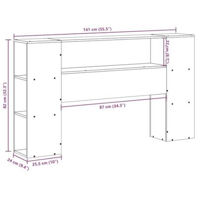 Hoofdbord met opbergruimte 135 cm massief grenenhout wasbruin