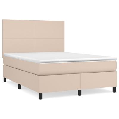 Boxspring met matras kunstleer cappuccinokleurig 140x190 cm