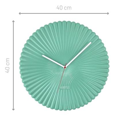 Wandklok 40 cm - Stil - Wit/Groen - Polyresin - NeXtime 'Mousse'