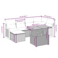 7-delige Loungeset met kussens poly rattan beige - thumbnail