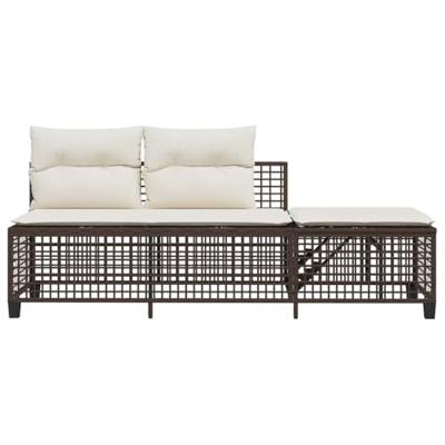 3-delige Loungeset met kussens poly rattan bruin 3-delige Loungeset met kussens poly rattan bruin