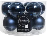 Decoris Kerstballen glas 12st nachtblauw 5cm - thumbnail