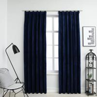 VidaXL Gordijnen verduisterend 2 st met haken 140x245 cm fluweel blauw - thumbnail