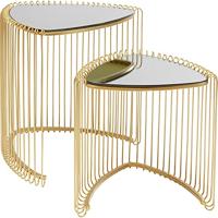 Kare Design Wire Bijzettafel Triangle - Set Van 2 - Messing Met Glas - thumbnail