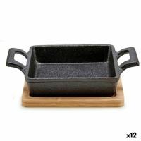 Casseroleschaal om tapa's te serveren Kinvara Bruin Zwart Hout Bamboe Ijzer 19 x 5 x 14 cm 14 x 5 x 18,5 cm (12 Stuks) - thumbnail