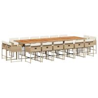 17-delige Tuinset met kussens poly rattan beige - thumbnail
