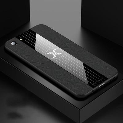 Voor OPPO A83 XINLI stiksels doek Textue schokbestendig TPU beschermhoes (zwart)