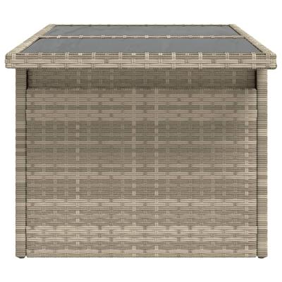 Tuintafel met glazen blad 100x55x73 cm poly rattan lichtgrijs - thumbnail
