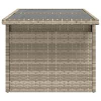 Tuintafel met glazen blad 100x55x73 cm poly rattan lichtgrijs - thumbnail