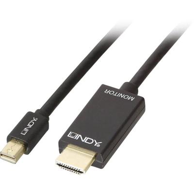 LINDY 36927 DisplayPort-kabel Mini-displayport / HDMI Adapterkabel Mini DisplayPort-stekker, HDMI-A-stekker 2.00 m Zwart
