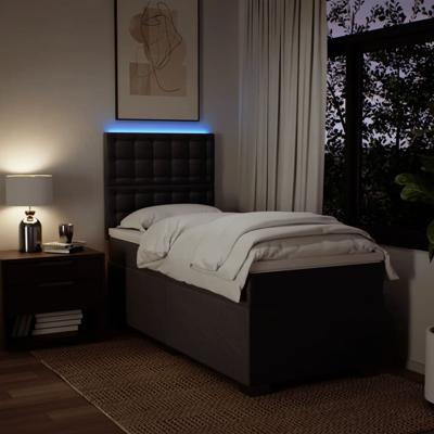 Boxspring met matras stof donkerbruin 140x200 cm - thumbnail
