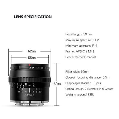 TTArtisan APS-C 50mm f1.2 MFT Black - thumbnail