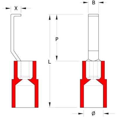 Weidmüller 1233340000 Haakkabelschoen Haakvormig 0.5 mm² 1.5 mm² Deels geïsoleerd Rood 100 stuk(s) Piece
