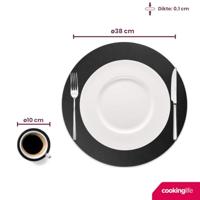 Cookinglife 6 Placemats + 6 Onderzetters - Rond - Vegan leer - Zwart - thumbnail