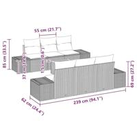 Tuinbankenset met opslag 7 pcs Beige en Licht Grijs poly rattan - thumbnail