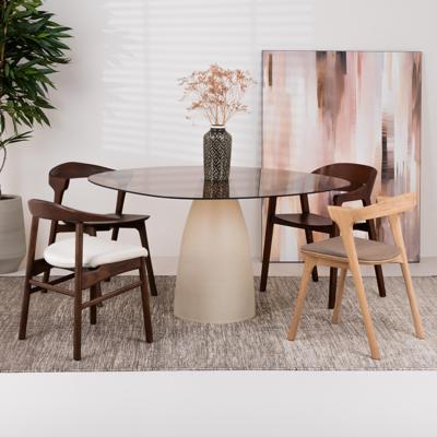 Sohome Organische Eettafel 'Jacky' Glas en betonlook, 140 x 120 cm
