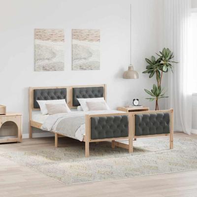 Bedframe Donkergrijs 140 x 190 cm Massief grenenhout