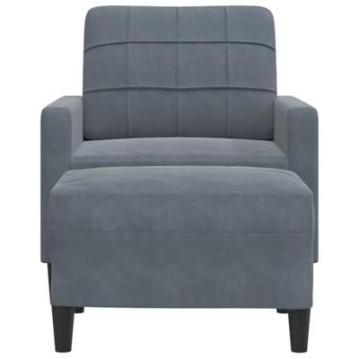 Fauteuil met voetenbank 60 cm fluweel donkergrijs