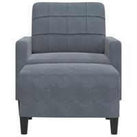 Fauteuil met voetenbank 60 cm fluweel donkergrijs - thumbnail