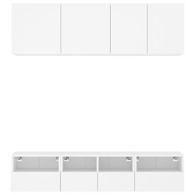 5-delige Tv-meubelset bewerkt hout wit - thumbnail