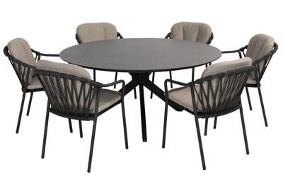 Manitoba diningset met Locarno tafel antraciet rond dia. 160 cm Taste - Taste