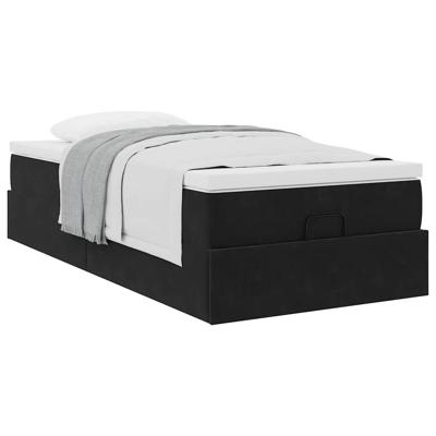 Ottoman bed met matras 90x200cm fluweel zwart