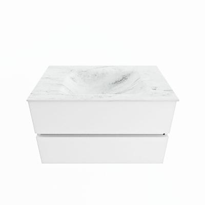 MONDIAZ VICA-DLUX 80cm badmeubel onderkast Talc 2 lades. Inbouw wastafel CLOUD midden zonder kraangat, kleur Opalo. MONDIAZ VICA-DLUX 80cm badmeubel onderkast Talc 2 lades. Inbouw wastafel CLOUD midden zonder kraangat, kleur Opalo.