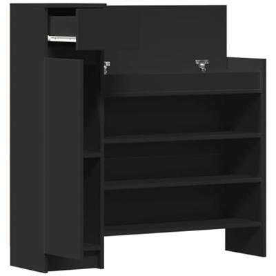 VidaXL Schoenenkast 100,5x28x100 cm bewerkt hout zwart