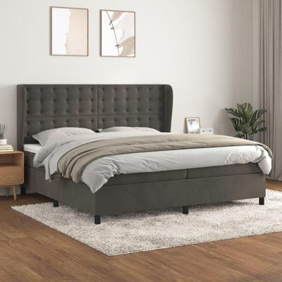 Boxspring met matras fluweel donkergrijs 200x200 cm