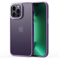 Lunso - iPhone 15 Pro - Back cover hoesje - Metalen ring Paars - thumbnail