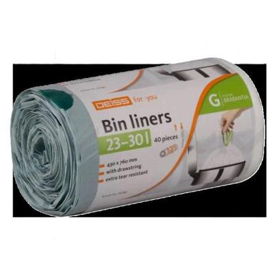 Afvalzakken met trekkoord 23 - 30 liter 43 x 76 cm wit 40 stuks