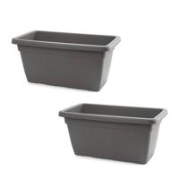 2x stuks grote plantenbak antraciet grijs rechthoekig 60 x 32 x 27 cm - Plantenbakken - thumbnail
