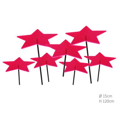 7 stuks! Zonnevangers Ster Rood-Roze (kleur fuchsia) medium 120x15 cm Cazador Del Sol - Cazador del sol