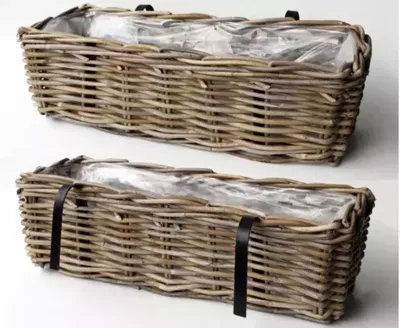 Balkonbak Rotan Antique Grey 19X46H15 cm Van der Leeden - Van der leeden