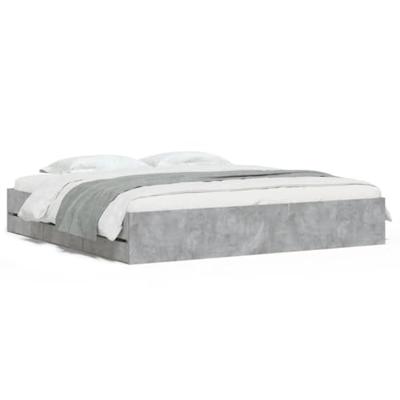 Bedframe met lades bewerkt hout betongrijs 200x200 cm