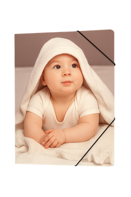 Set van 3 - Documentenmap A4 (Elastomap) - Baby Design - 24×31 cm - Opbergmap met 3 kleppen & hoekelastiek