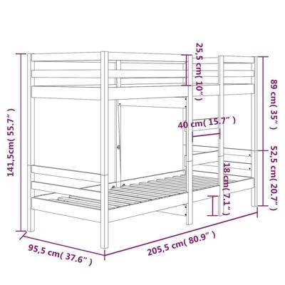 Stapelbed massief grenenhout wit 90x200 cm