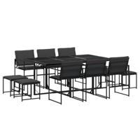 11-delige Tuinset met kussens textileen zwart - thumbnail