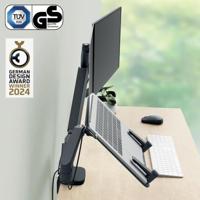 Leitz Monitor+Laptoparm Ergo Monitorbeugel 81,3 cm (32) Donkergrijs In hoogte verstelbaar, Kantelbaar en zwenkbaar, Draaibaar - thumbnail