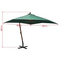 VidaXL Zweefparasol met houten paal 300x300 cm groen - thumbnail