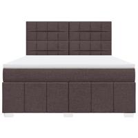 Boxspring met matras stof donkerbruin 180x200 cm - thumbnail