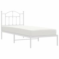 Bedframe met hoofdbord metaal wit 90x200 cm - thumbnail