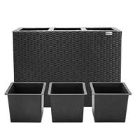 Polyrattan Bloembak 3 delig Zwart 83x30,5x60cm - thumbnail