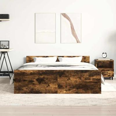 Bedframe met hoofd- en voeteneinde gerookt eiken 120x200 cm