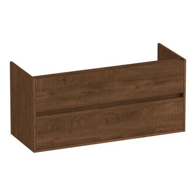 Brauer Adore Wavy - Onderkast - 120 cm - met 2 Softclose Lades Greeploos en 1 Sifon Uitsparing - Forest Cacao