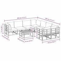 Tuinbankenset met kussen 9 pcs Zwart Staal - thumbnail